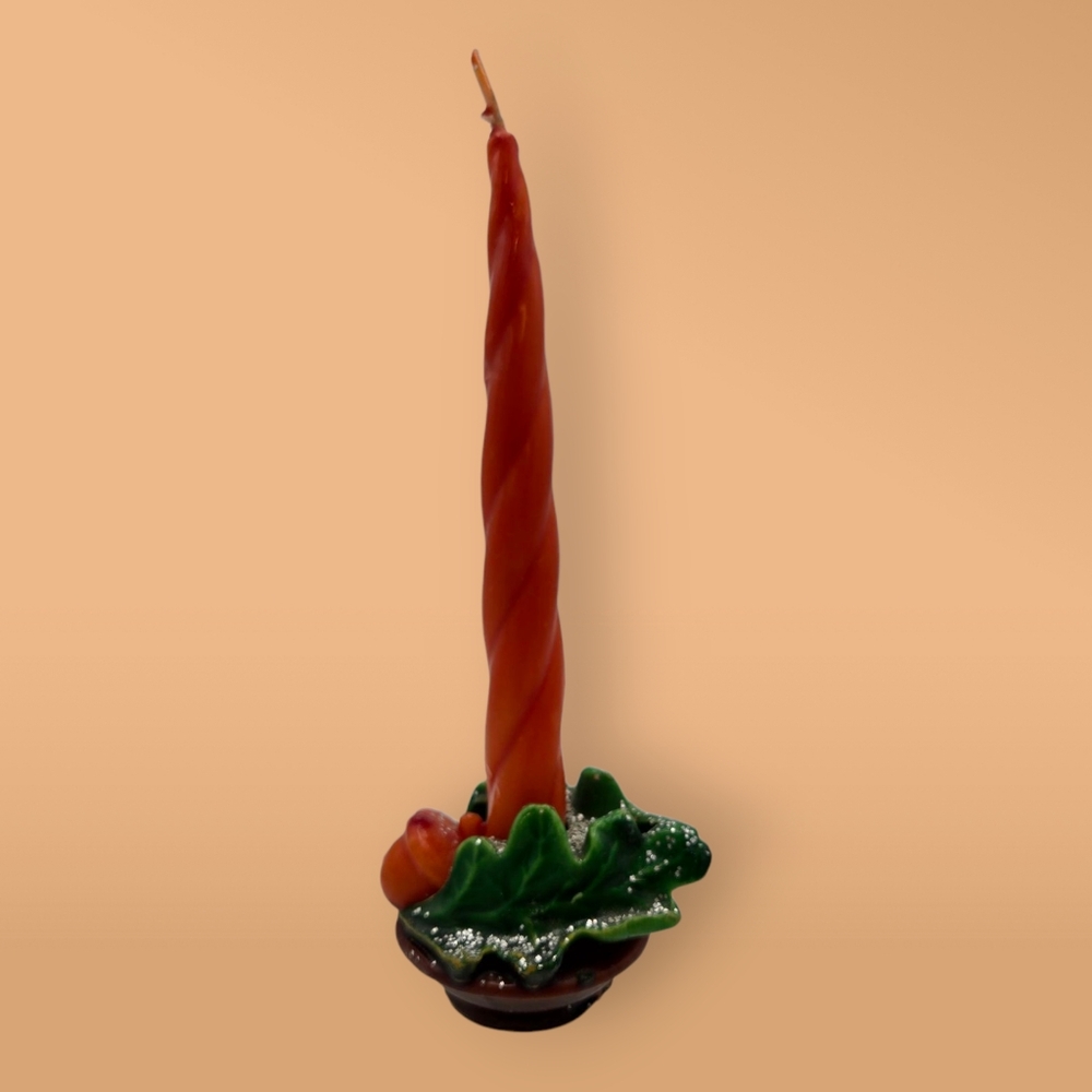 MCM Vintage Gurley Novelty Christmas Oak Leaves Acorn Candle